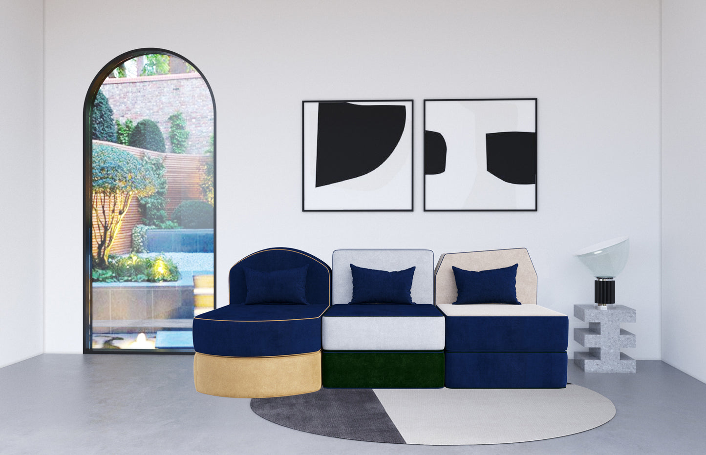 Three seat sofa mixed colors