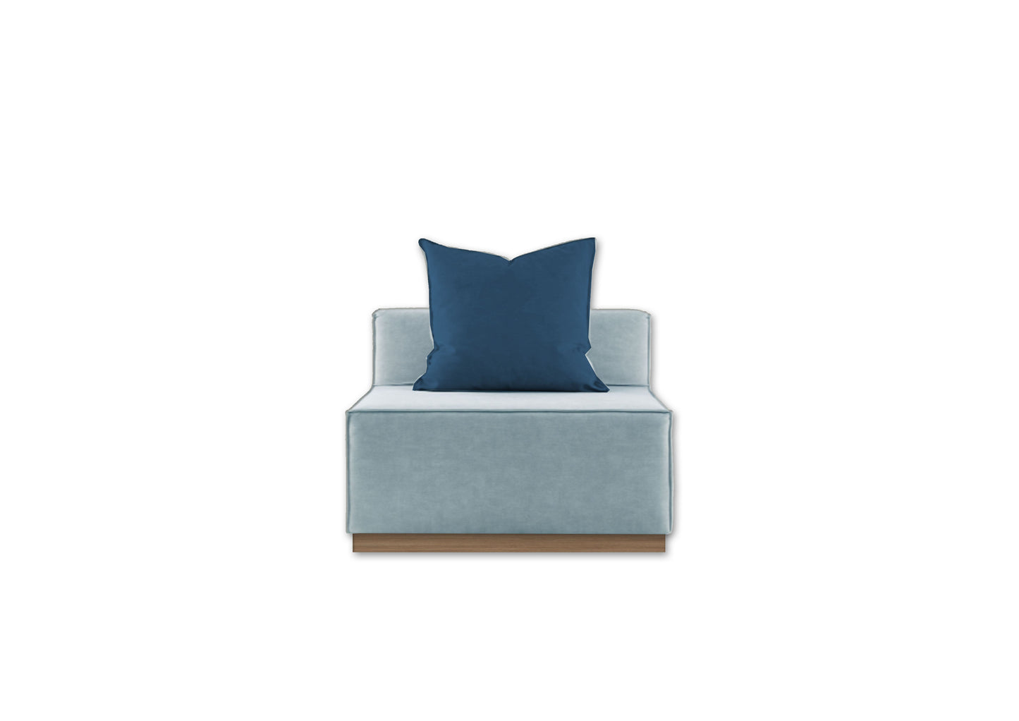 Outdoor light blue squared sofa - Single Module - with backrest