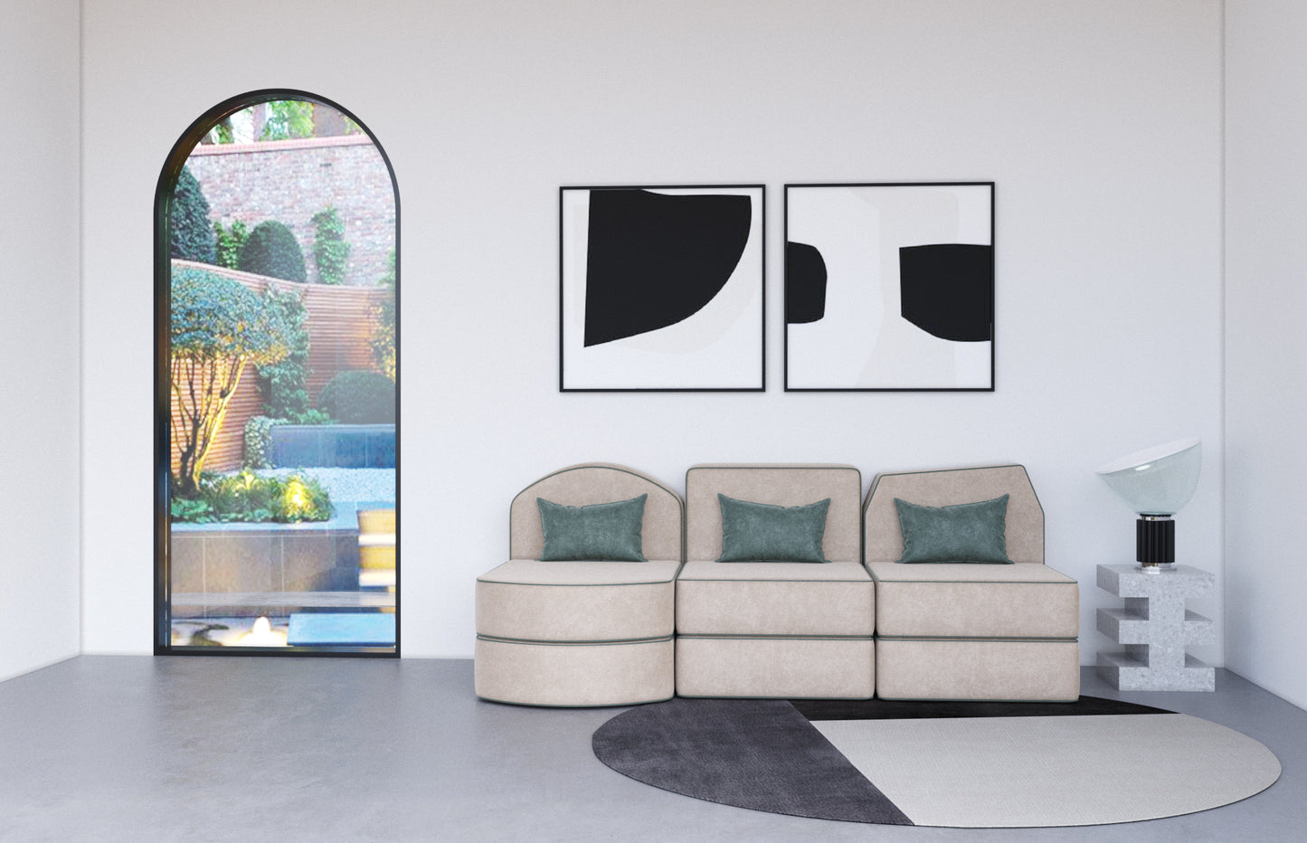 Three seat sofa beige colors