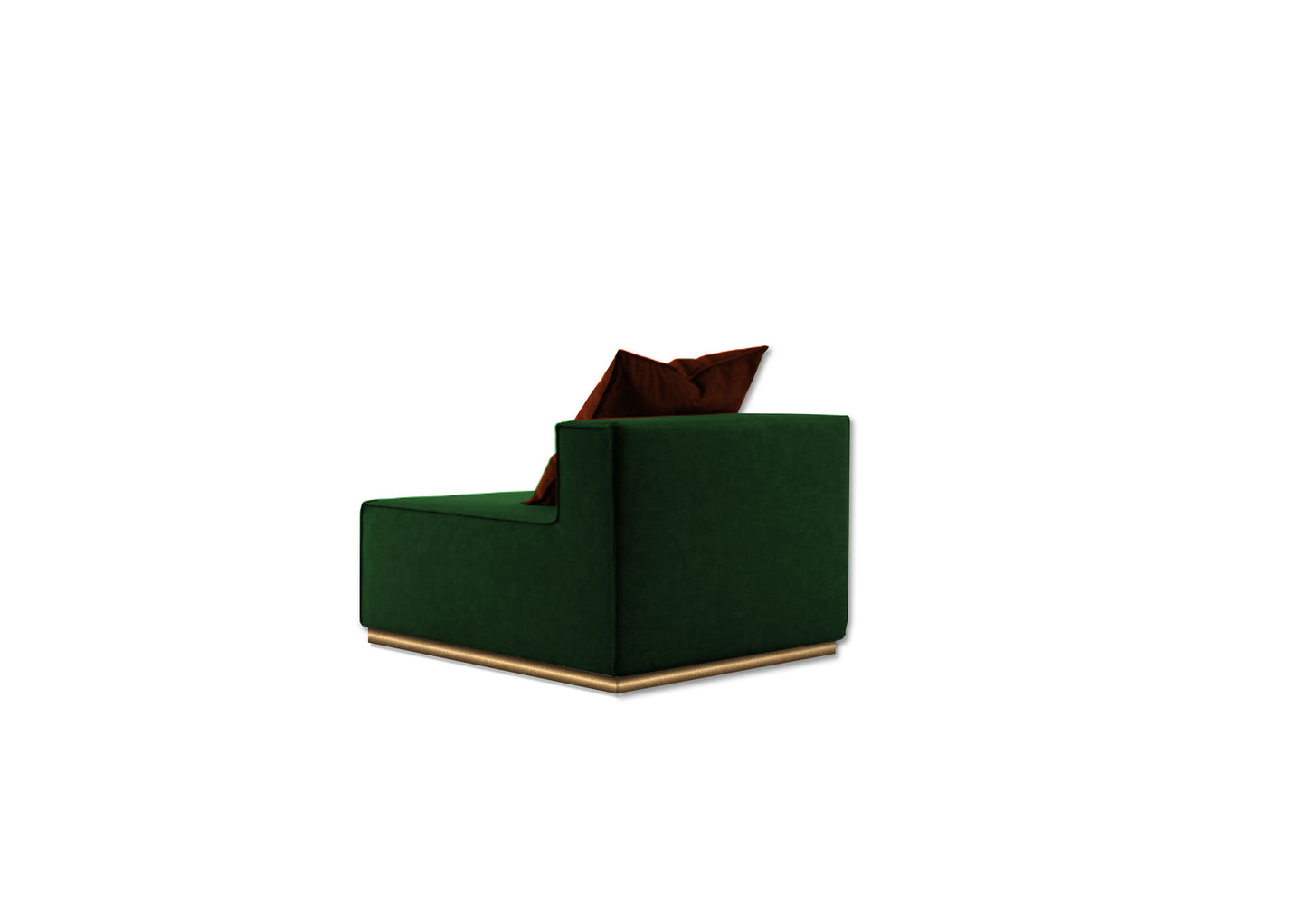 Green squared sofa - Single Module - with backrest