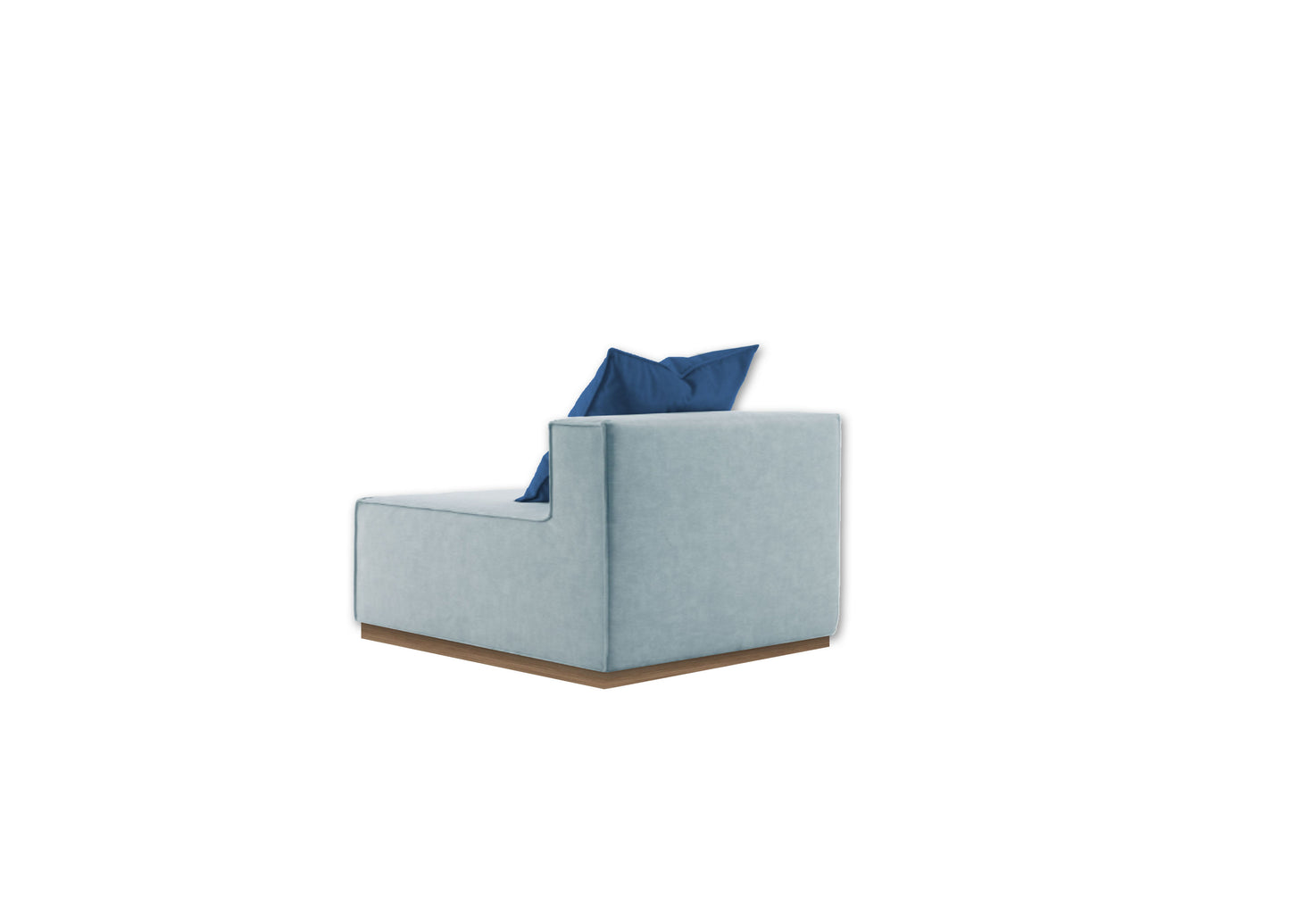 Outdoor light blue squared sofa - Single Module - with backrest