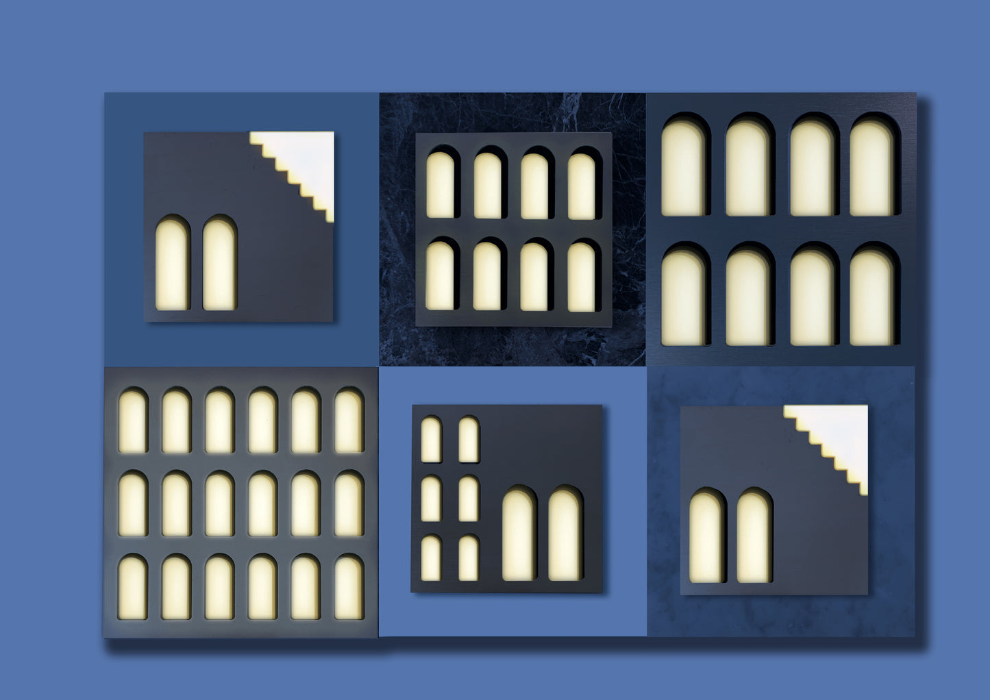 Palm Jumeirah Wall Lights - 6 PIECES WALL LIGHT v4 horizontal