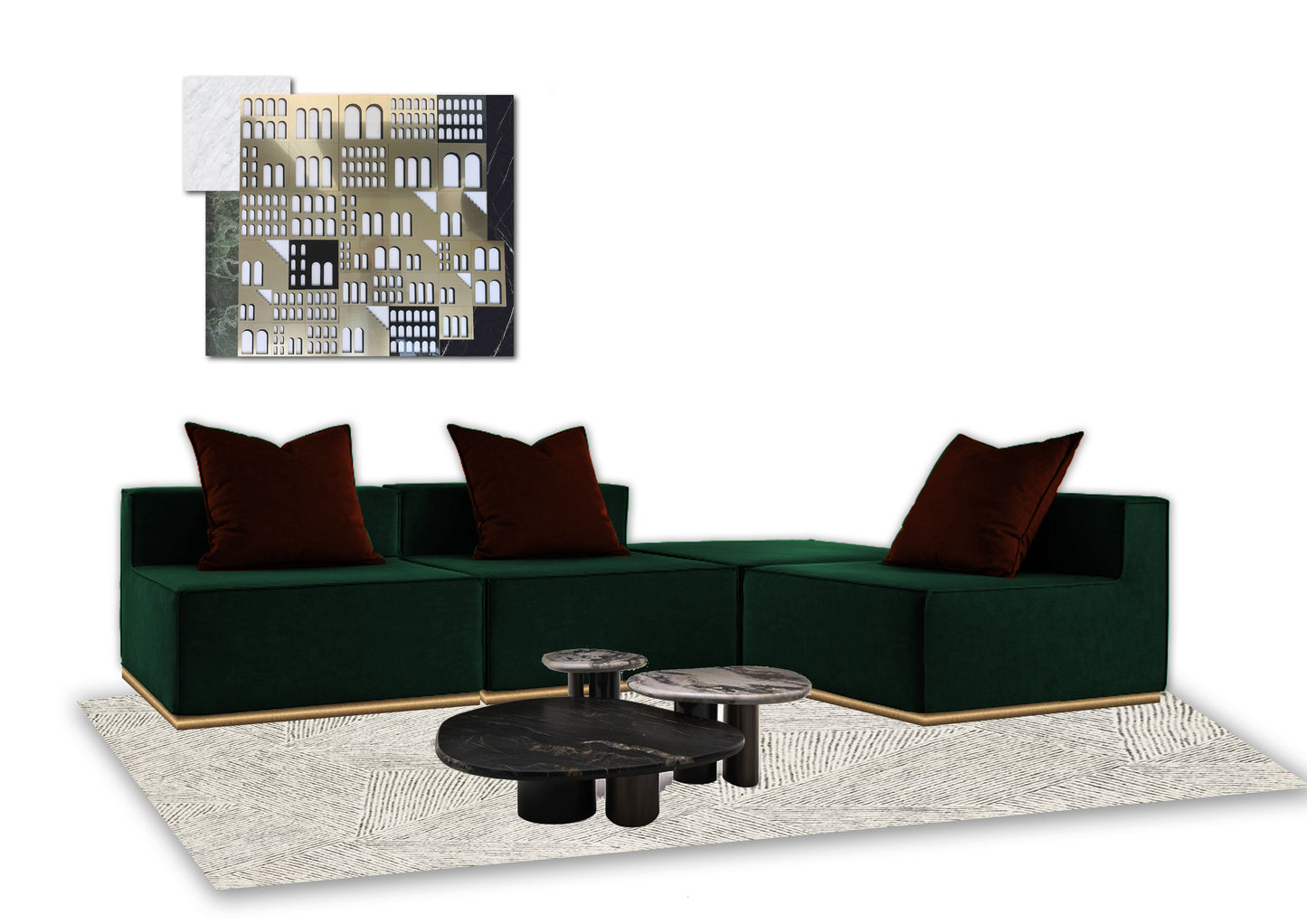 Green squared sofa