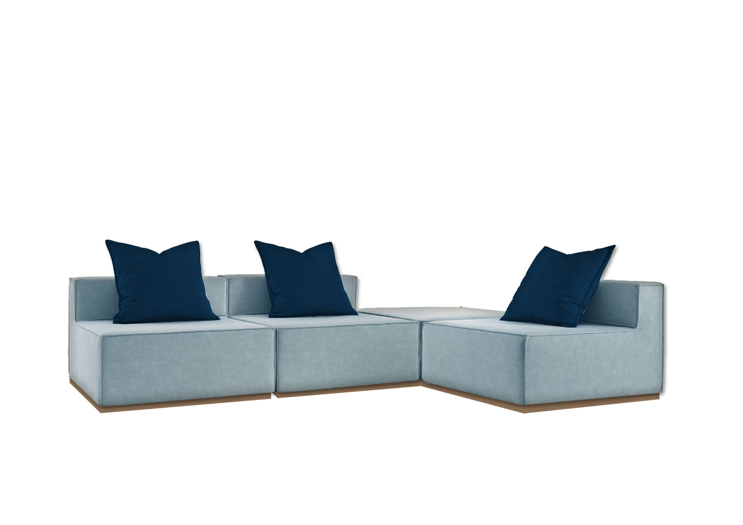 Outdoor light blue squared sofa - Single Module - without backrest