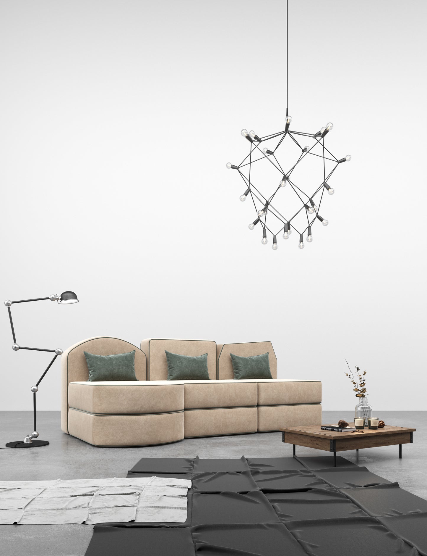 Three seat sofa beige colors