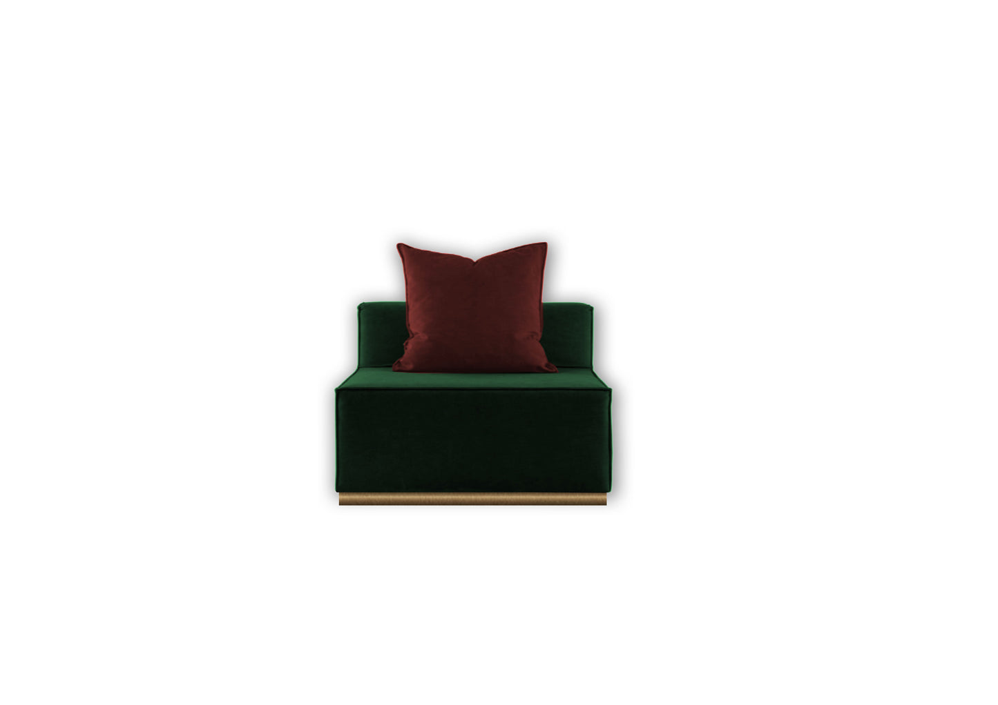 Green squared sofa - Single Module - with backrest