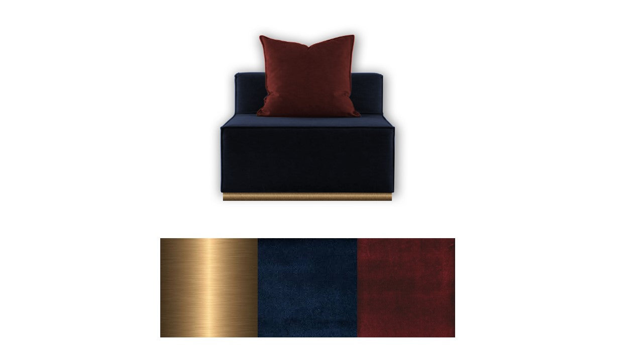 Blue squared sofa - Single Module - with backrest