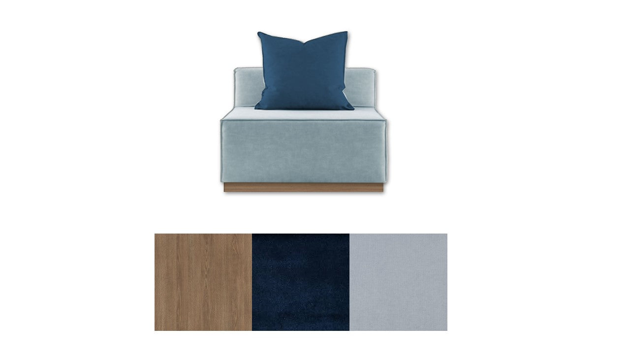 Outdoor light blue squared sofa - Single Module - with backrest