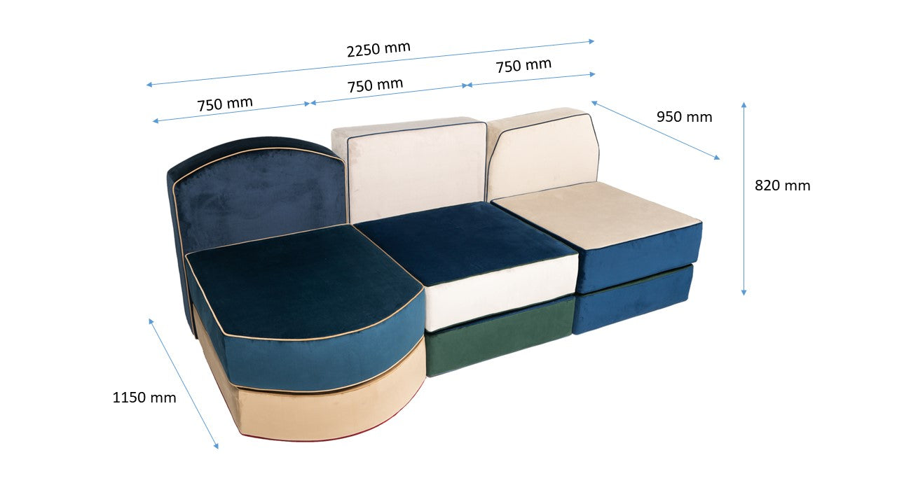 Three seat sofa mixed colors