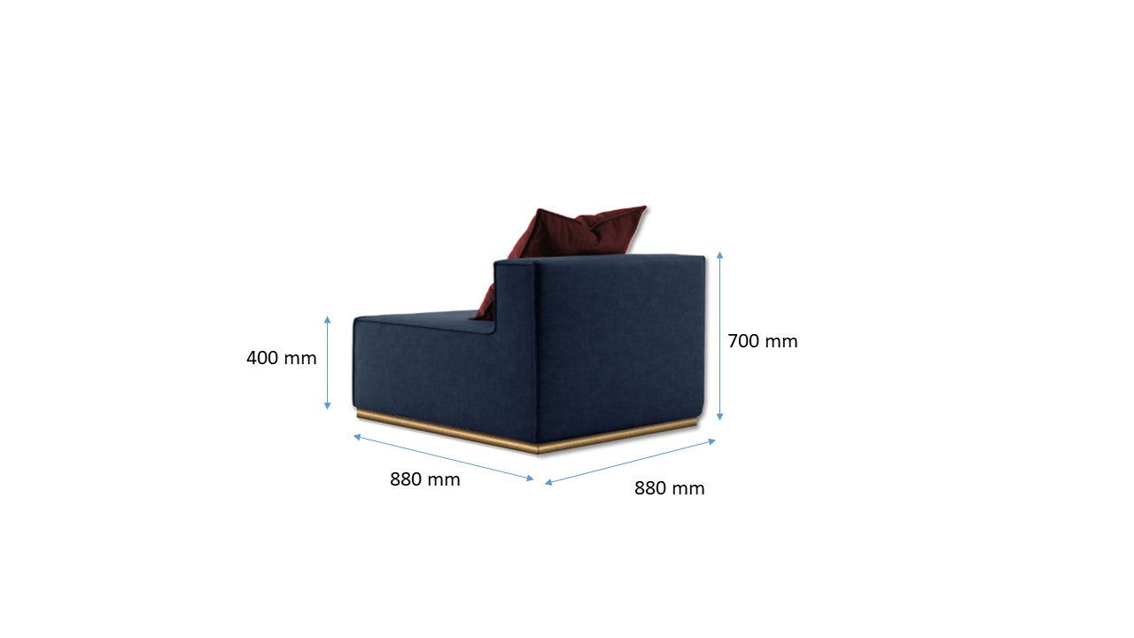 Blue squared sofa - Single Module - with backrest