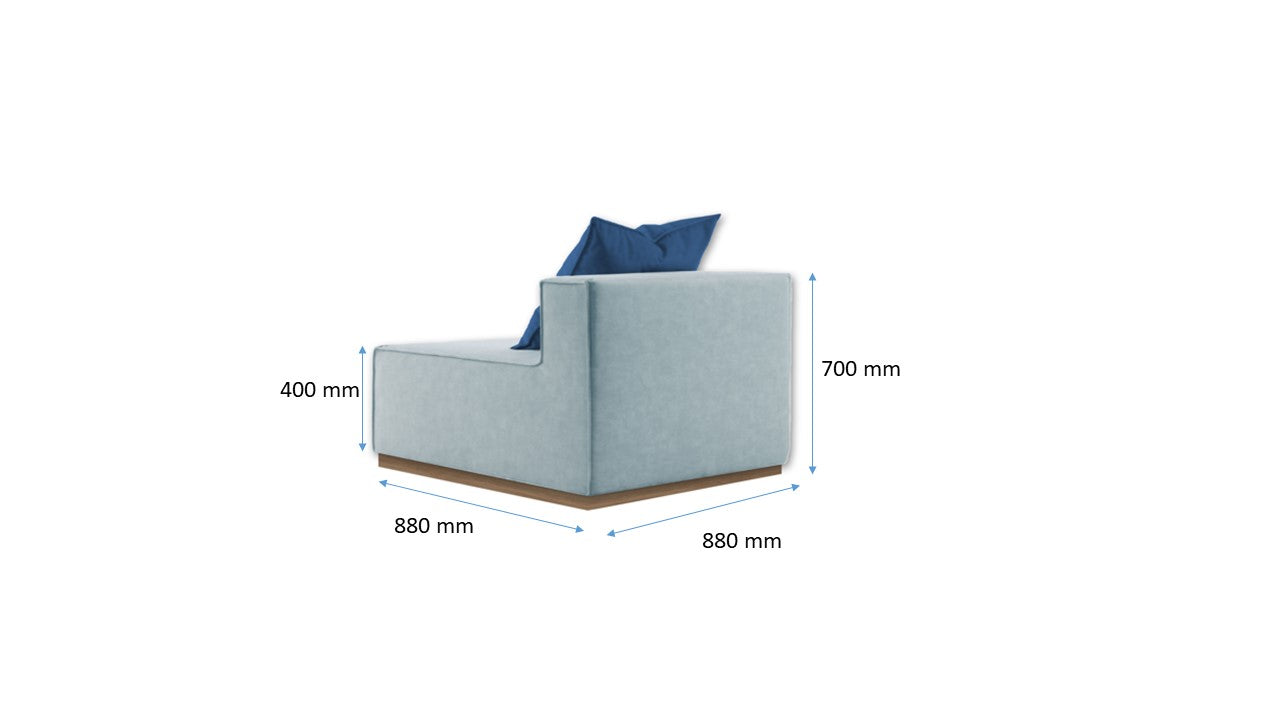 Outdoor light blue squared sofa - Single Module - with backrest