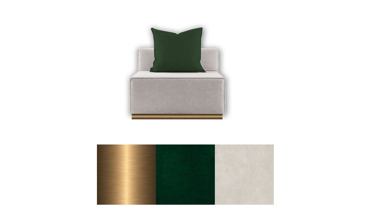 Beige squared sofa - Single module - with backrest