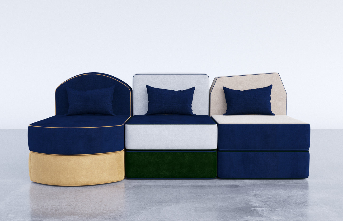 Three seat sofa mixed colors