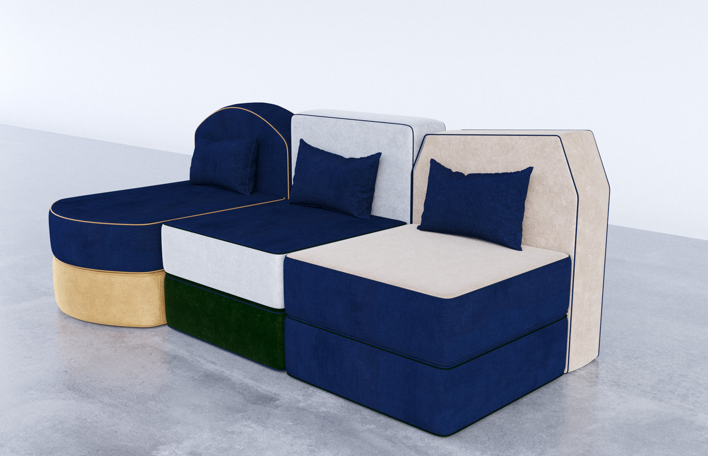Three seat sofa mixed colors