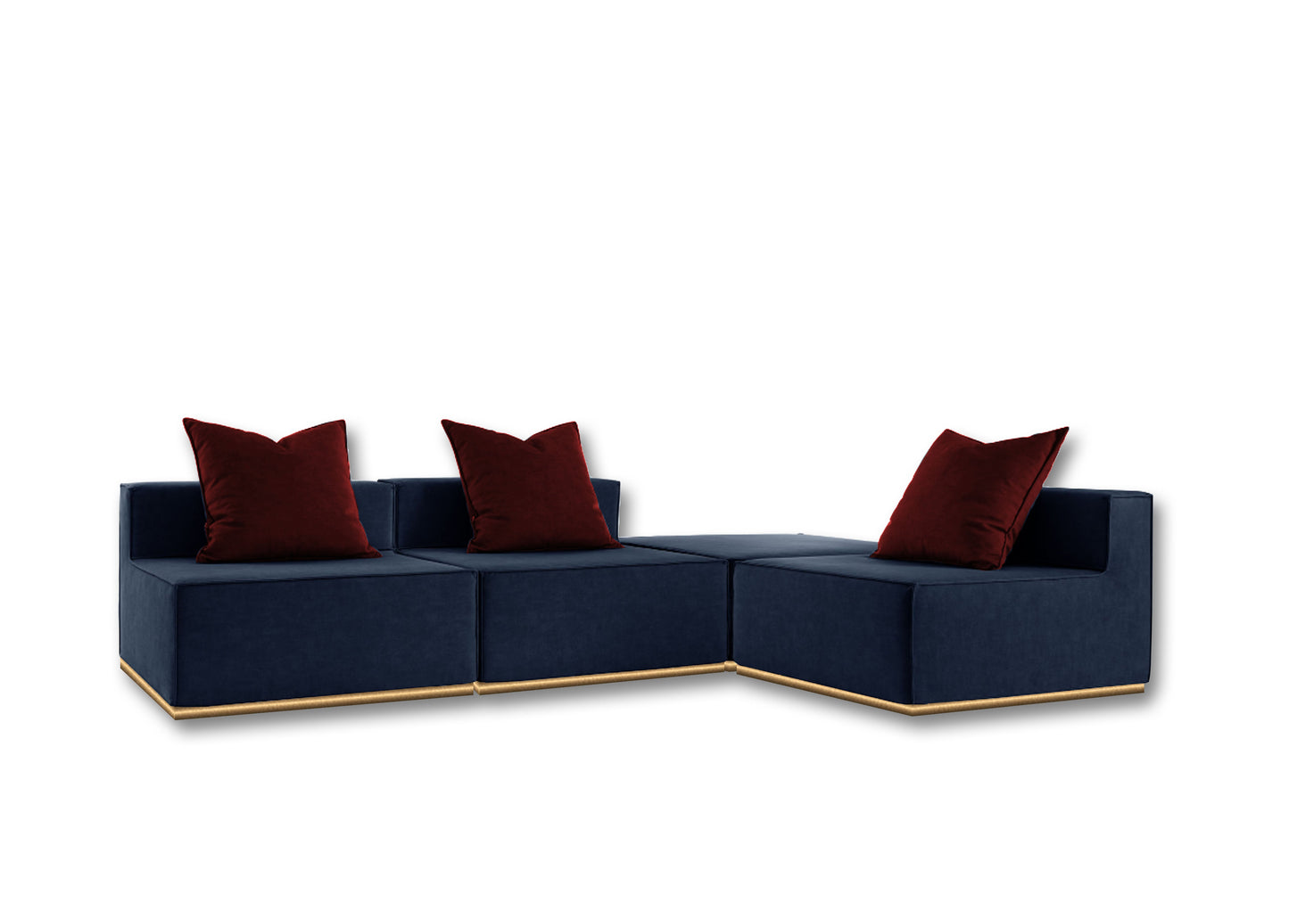 Blue squared sofa - Single Module - with backrest