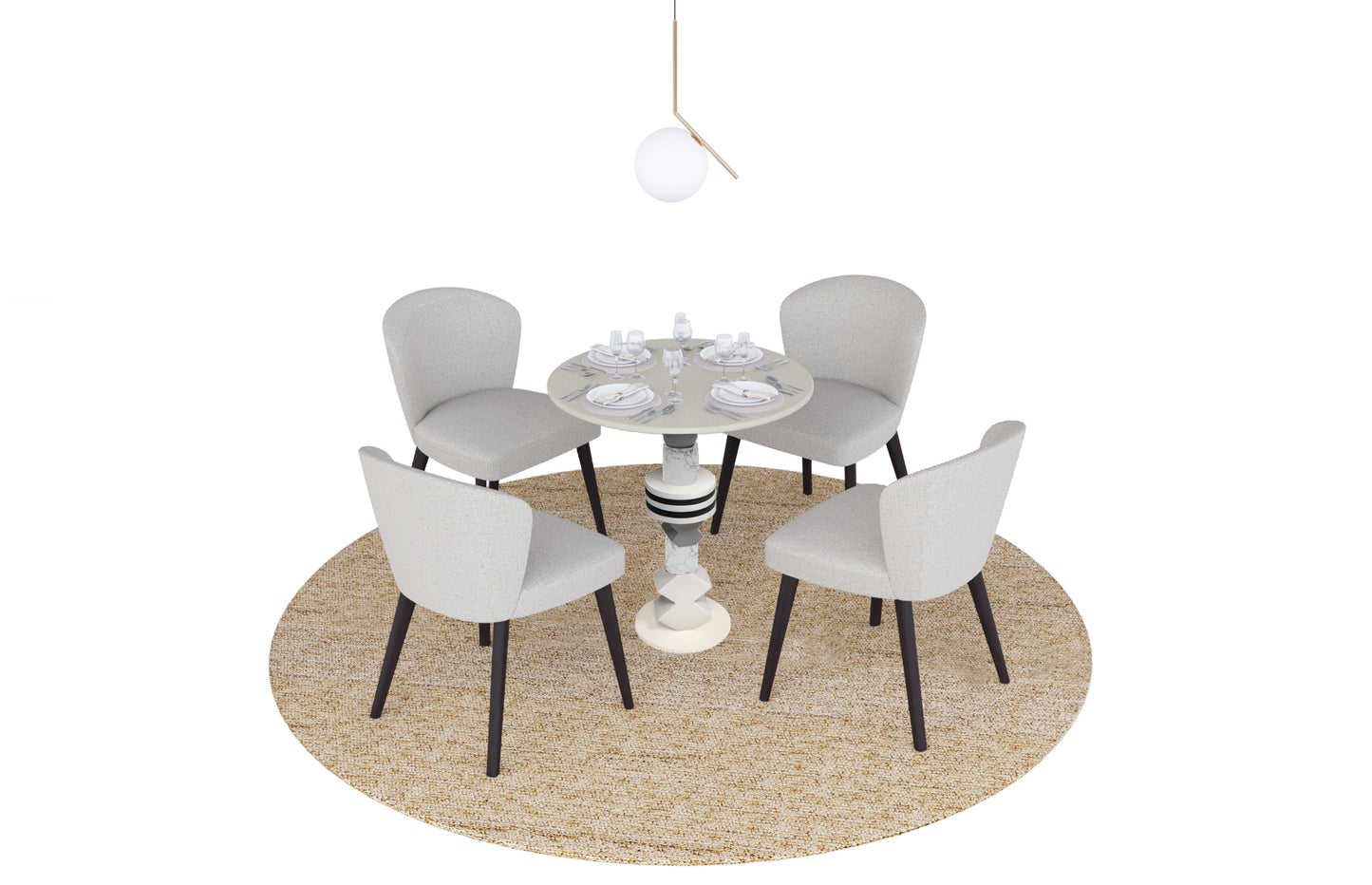 Dining table with marble blocks - 4 people