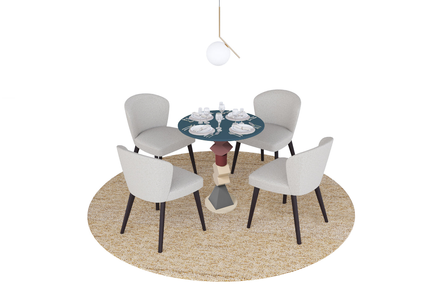 Dining table multicolor - 4 people